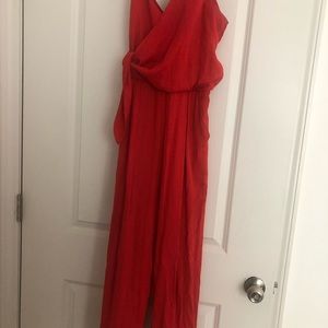 Greyhound, Red One Shoulder Jumpsuit